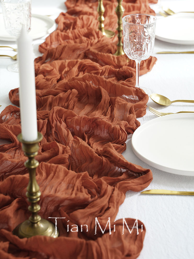 Christmas Table Runner - Camino de mesa de gasa semitransparente,