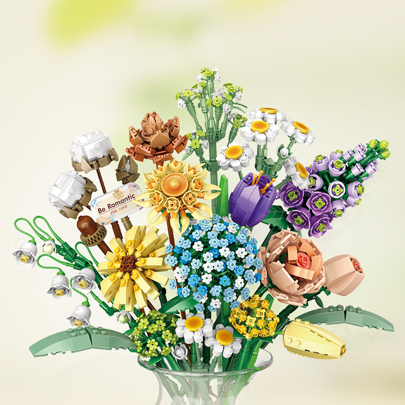Lego Set Creator - Románticos rosas, flores, girasoles, narcisos, jardines,