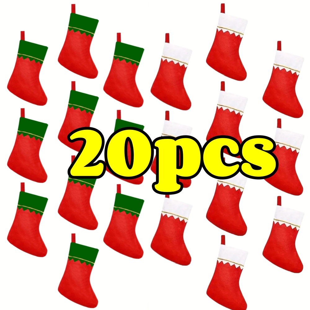 Christmas Stocking Hanging - Medias navideñas de fieltro rojo, medias