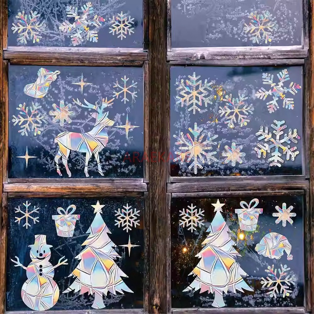 Snowflake Window Decal - 2 Juegos de Adhesivos Electrostáticos Navideños