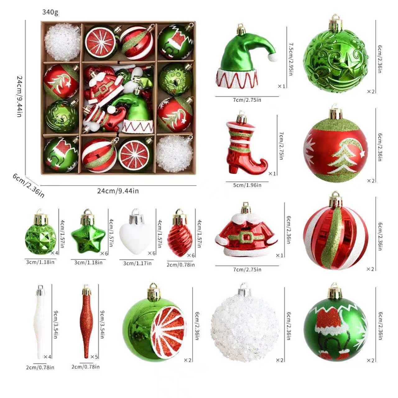 Ornament Ball Set - Juego de Adornos Navideños en Forma