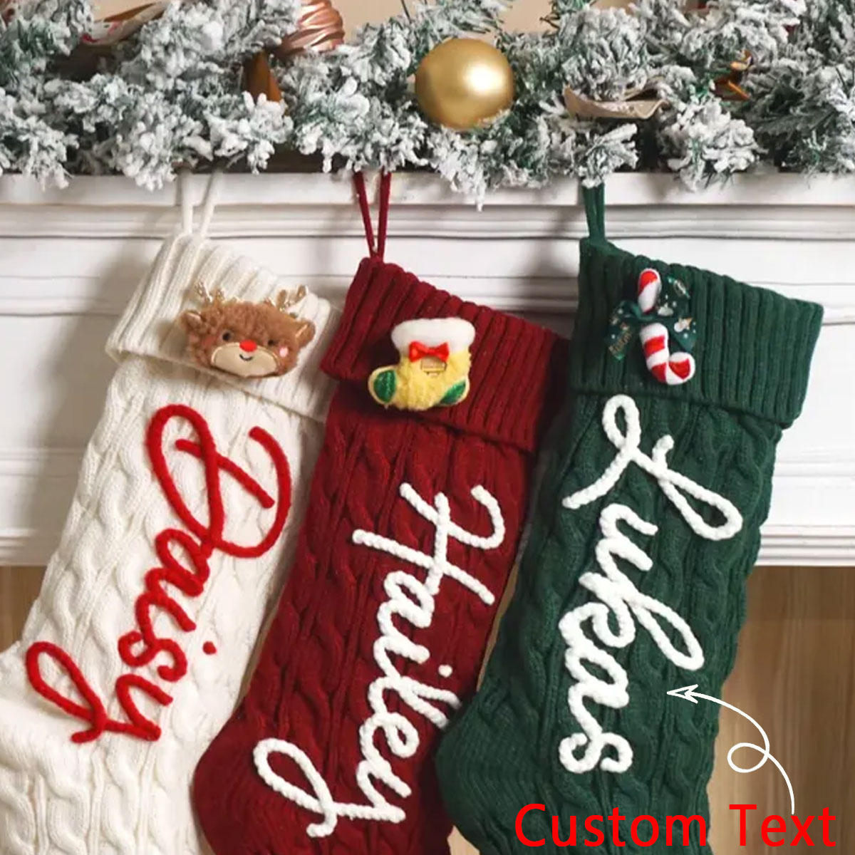 Christmas Stocking Hanging - 1 pieza de calcetín decorativo navideño,