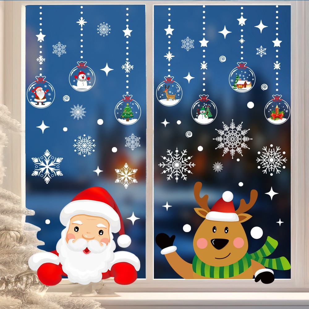 Dibujos animados Navidad Santa - Snowflake Window Decal reseña y precio