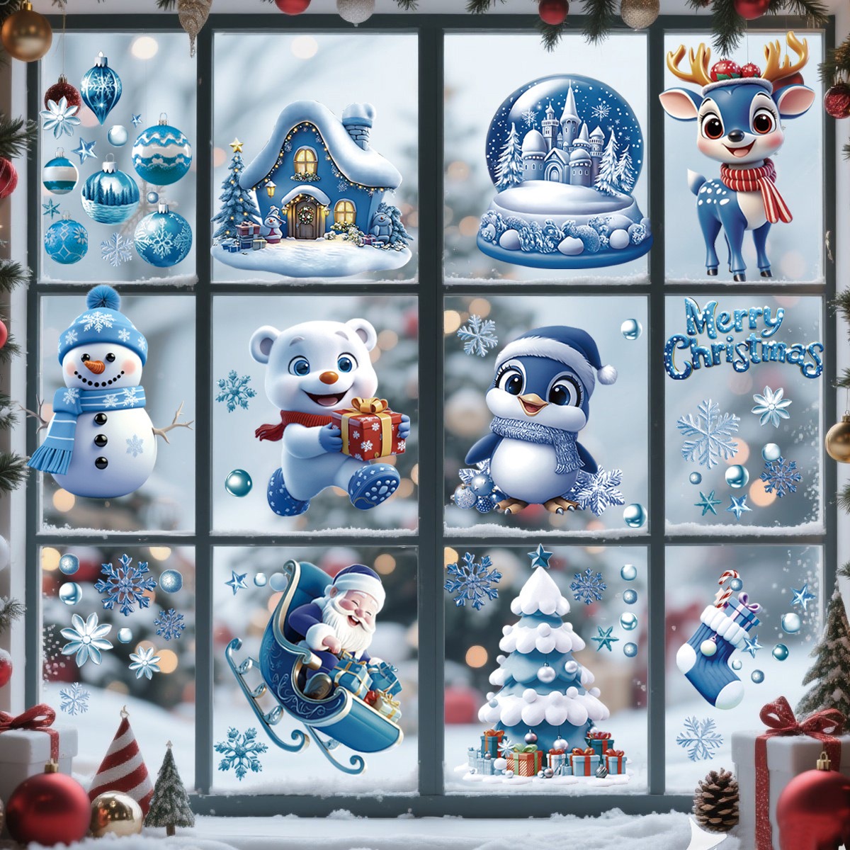 Pegatinas Navideñas Azules de  - Snowflake Window Decal reseña y precio