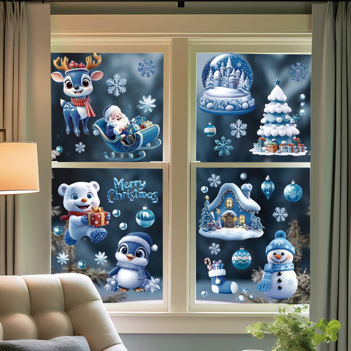 Pegatinas Navideñas Azules de  - Snowflake Window Decal reseña y precio