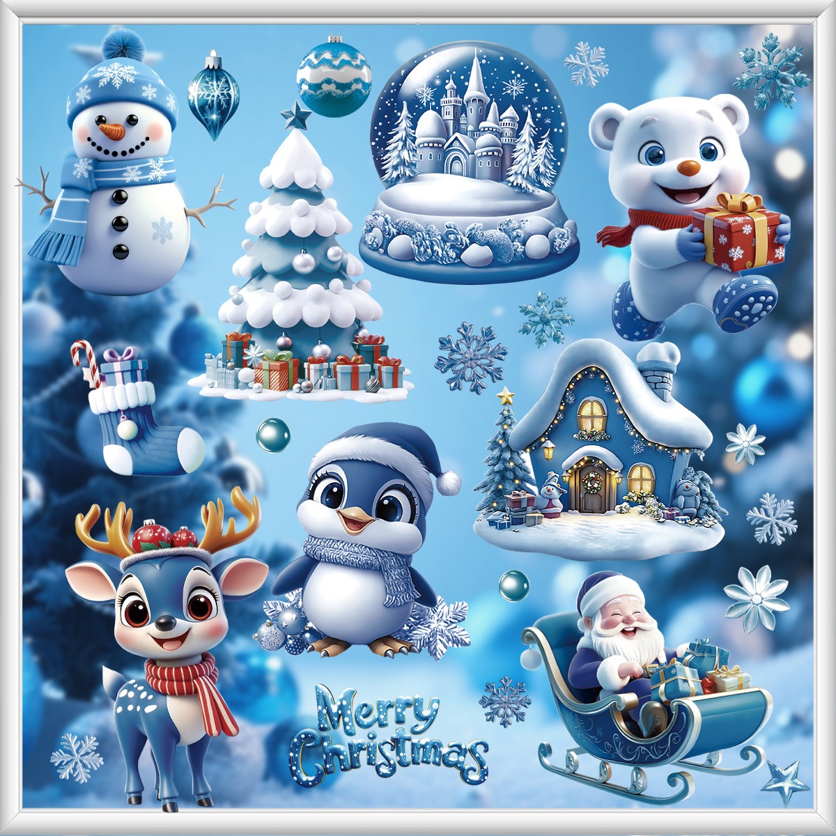 Pegatinas Navideñas Azules de  - Snowflake Window Decal reseña y precio