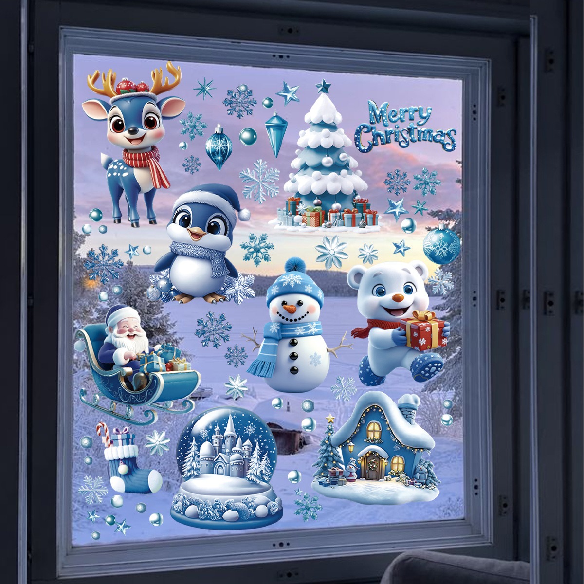 Pegatinas Navideñas Azules de  - Snowflake Window Decal reseña y precio